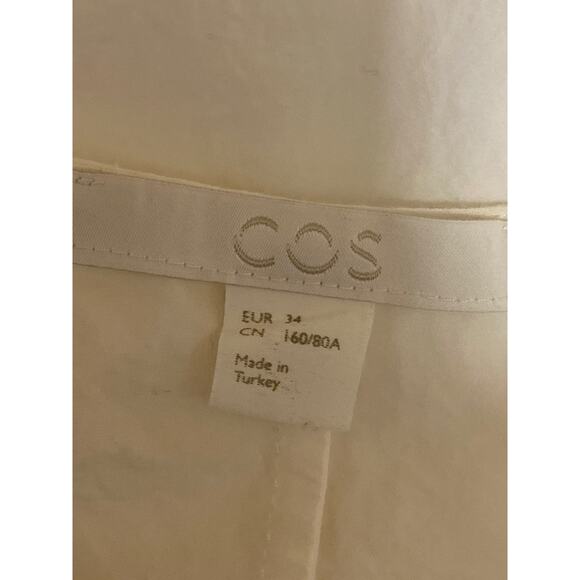 COS Women's White Half Sleeve Crew Neck button Down Blouse Shirt Top Size 6 - Picture 4 of 5